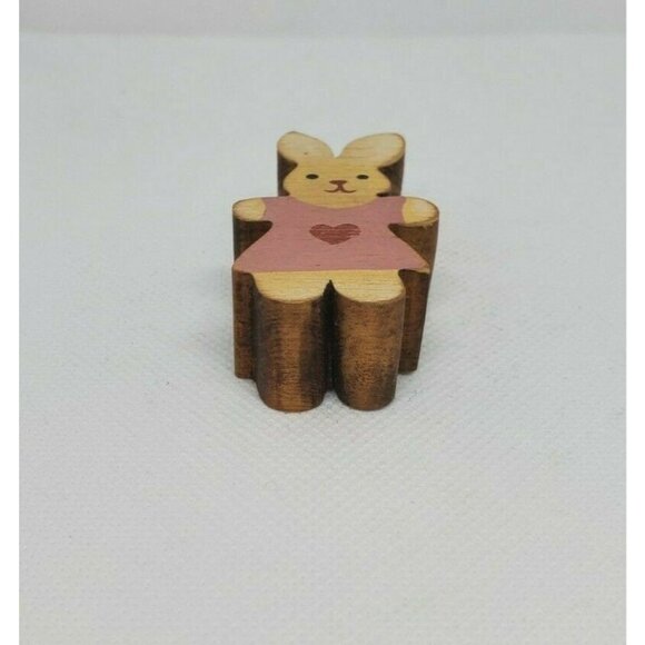 Vintage 1988 Pat Kudron Miniature Bunny Shelf Sitter – White & Pink with Heart - Picture 6 of 10
